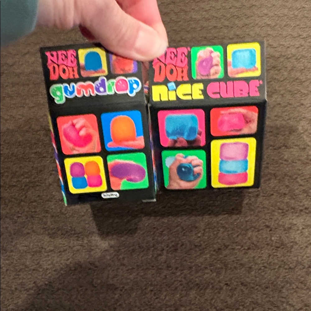 NeeDoh Gumdrop & Nice Cube pink Squish Toys - Set - Picture 4 of 4